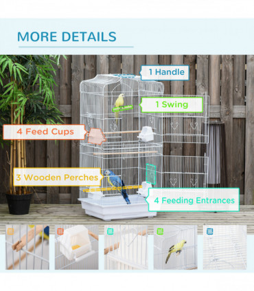 Rabbit Hutch for Two Rabbits Outdoor Guinea Pig Cage w/ Removable Trays, Grey