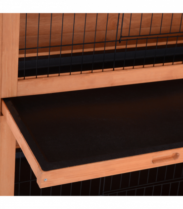 Rabbit Hutch for Two Rabbits Outdoor Guinea Pig Cage w/ Removable Trays, Orange