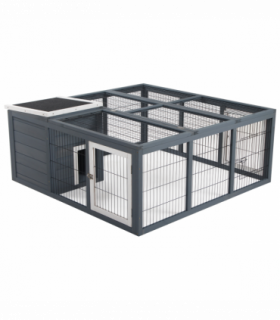 Rabbit Run Small Animal Hutch Guinea Pig House with Openable Main House & Roof