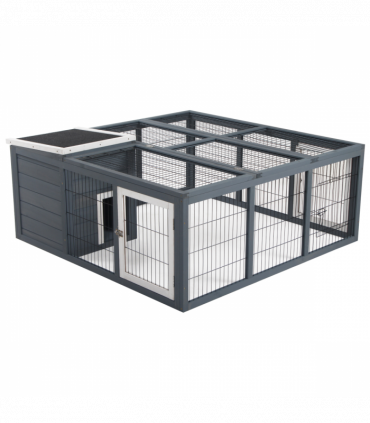 Rabbit Run Small Animal Hutch Guinea Pig House with Openable Main House & Roof
