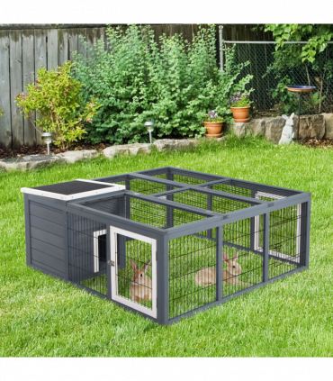 Rabbit Run Small Animal Hutch Guinea Pig House with Openable Main House & Roof
