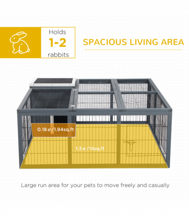 Rabbit Run Small Animal Hutch Guinea Pig House with Openable Main House & Roof