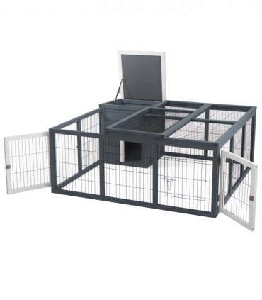 Rabbit Run Small Animal Hutch Guinea Pig House with Openable Main House & Roof