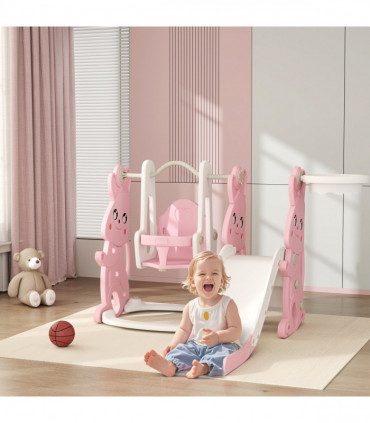 Rabbit-Themed Playground Set - Safe Fun for Kids - Slide, Swing & Climber