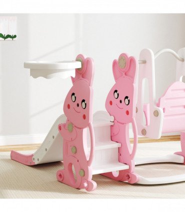 Rabbit-Themed Playground Set - Safe Fun for Kids - Slide, Swing & Climber