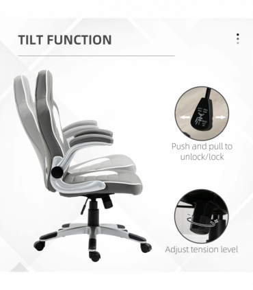 Racing Gaming Chair Height Adjustable Swivel Chair with Flip Up Armrests, Grey