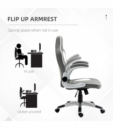 Racing Gaming Chair Height Adjustable Swivel Chair with Flip Up Armrests, Grey