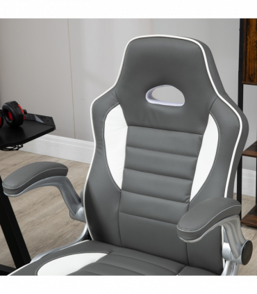 Racing Gaming Chair Height Adjustable Swivel Chair with Flip Up Armrests, Grey