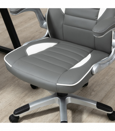 Racing Gaming Chair Height Adjustable Swivel Chair with Flip Up Armrests, Grey
