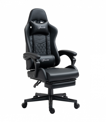 Racing Gaming Chair PU Leather Gamer Recliner Home Office, Black