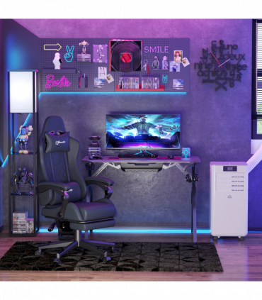 Racing Gaming Chair PU Leather Gamer Recliner Home Office, Black