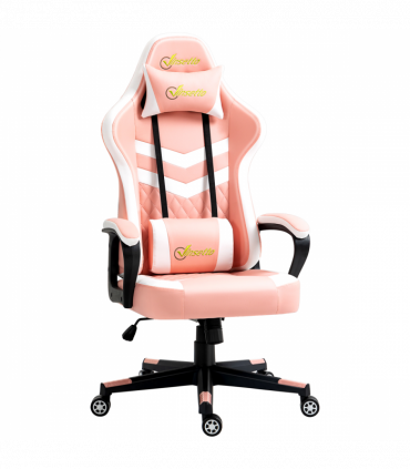 Racing Gaming Chair w/ Lumbar Support, Gamer Office Chair, Pink