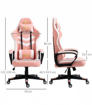 Racing Gaming Chair w/ Lumbar Support, Gamer Office Chair, Pink