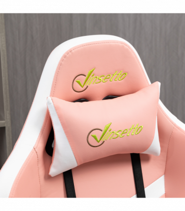 Racing Gaming Chair w/ Lumbar Support, Gamer Office Chair, Pink