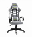 Racing Gaming Chair w/ Lumbar Support, Headrest, Gamer Office Chair, Grey White