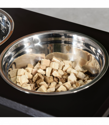 Raised Dog Bowls Pet Feeder Elevated Double Stainless Steel Water Brown Pawhut