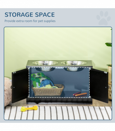 Raised Dog Bowls for Large Dogs Feeding Station Stand, Storage -  Pawhut