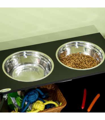 Raised Dog Bowls for Large Dogs Feeding Station Stand, Storage -  Pawhut