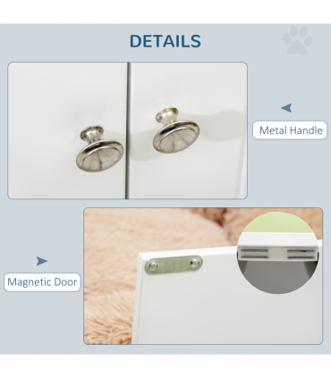 Raised Dog Bowls for Large Dogs Feeding Station Stand, Storage - White Pawhut