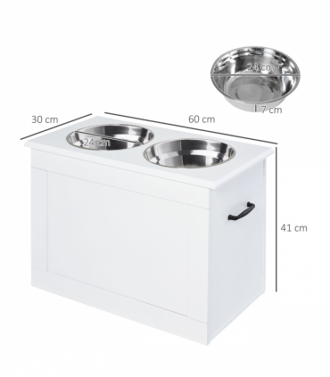 Raised Dog Bowls w/ Storage Function Stainless Steel Bowl Elevated Base Pawhut