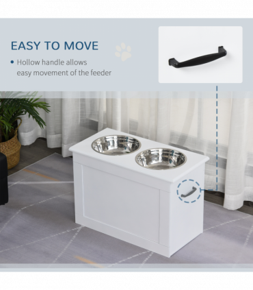 Raised Dog Bowls w/ Storage Function Stainless Steel Bowl Elevated Base Pawhut