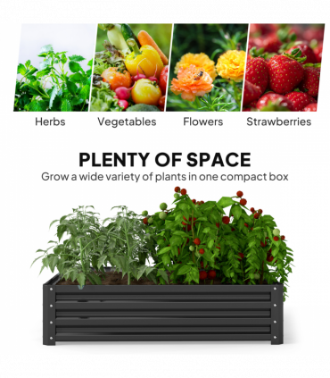 Raised Garden Bed Gardner Frame Outdoor Planter Kit Flower Vegetables Grey
