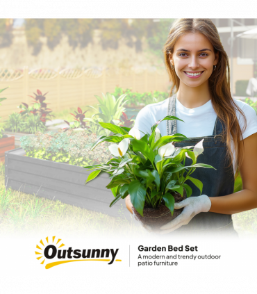 Raised Garden Bed Gardner Frame Outdoor Planter Kit Flower Vegetables Grey