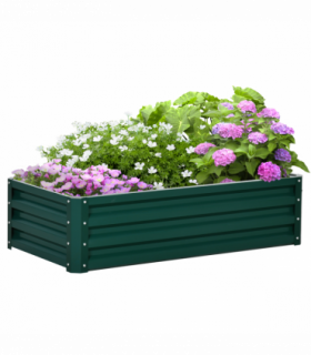 Raised Garden Bed Steel Planter Growing Box for Vegetables Flowers Green