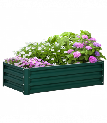 Raised Garden Bed Steel Planter Growing Box for Vegetables Flowers Green