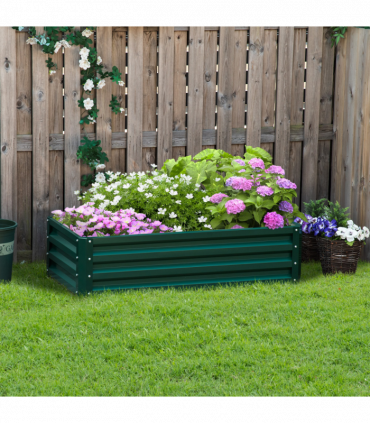 Raised Garden Bed Steel Planter Growing Box for Vegetables Flowers Green