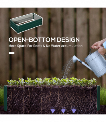 Raised Garden Bed Steel Planter Growing Box for Vegetables Flowers Green