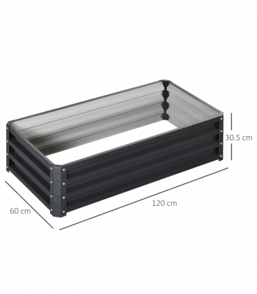 Raised Garden Bed Steel Planter Growing Box for Vegetables Flowers Grey