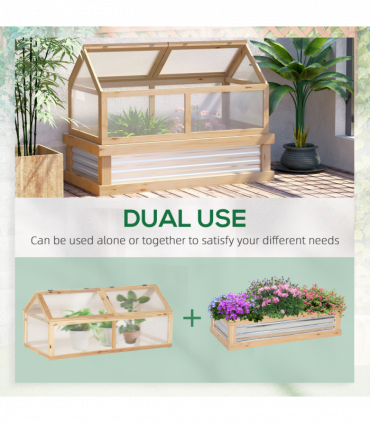 Raised Garden Bed with Greenhouse Top, 122x 61 x 81.7cm, Natural Kit