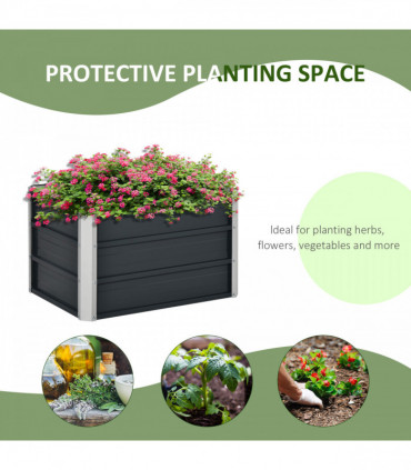 Raised Garden Bed, Elevated Planter Box & Gloves, Grey