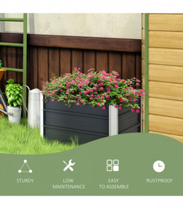 Raised Garden Bed, Elevated Planter Box & Gloves, Grey