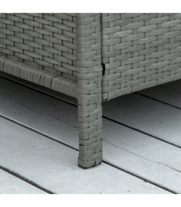 Rattan 2 Seater Patio Bistro Set with Cushion Pillow - Grey, Cream White