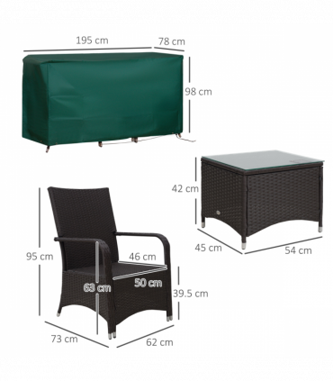 Rattan 3PCs Chair Table Bistro Set Patio Set w/ Steel Frame White