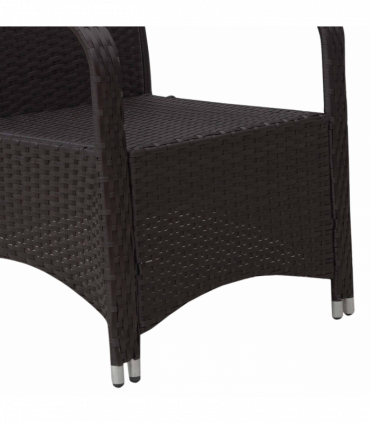 Rattan 3PCs Chair Table Bistro Set Patio Set w/ Steel Frame White