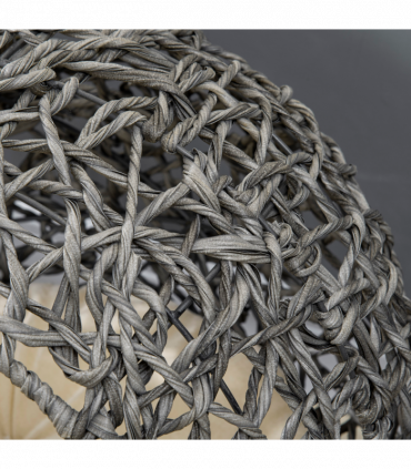 Rattan Elevated Cat House Kitten Basket Pet Bed w/ Cushion - Silver-Tone, Grey