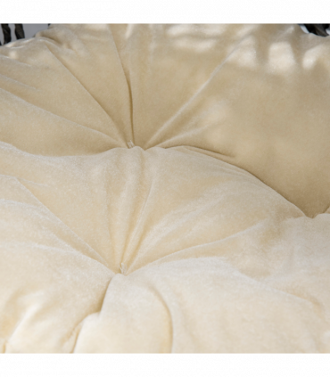 Rattan Elevated Cat House Kitten Basket Pet Bed w/ Cushion - Silver-Tone, Grey