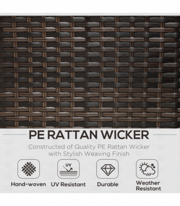 Rattan Garden Sofa Set Storage Table Wicker Patio Lounger 4-Seater Brow