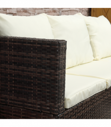 Rattan Garden Sofa Set Storage Table Wicker Patio Lounger 4-Seater Brow