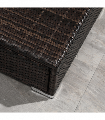 Rattan Garden Sofa Set Storage Table Wicker Patio Lounger 4-Seater Brow