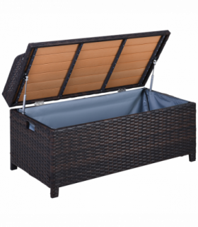 Rattan Garden Storage, 102Lx51Wx51H cm Brown / Cabinet Cushion Box Chest