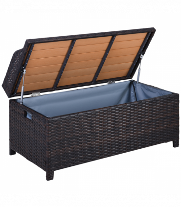 Rattan Garden Storage, 102Lx51Wx51H cm Brown / Cabinet Cushion Box Chest