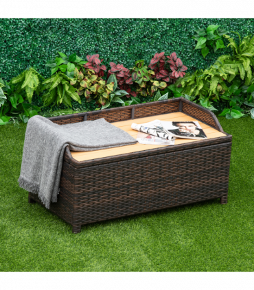 Rattan Garden Storage, 102Lx51Wx51H cm Brown / Cabinet Cushion Box Chest