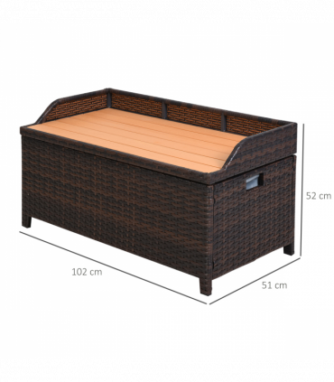 Rattan Garden Storage, 102Lx51Wx51H cm Brown / Cabinet Cushion Box Chest
