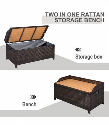 Rattan Garden Storage, 102Lx51Wx51H cm Brown / Cabinet Cushion Box Chest