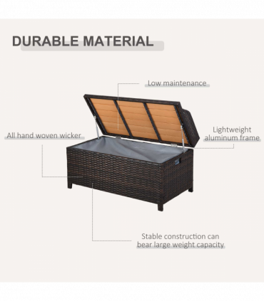 Rattan Garden Storage, 102Lx51Wx51H cm Brown / Cabinet Cushion Box Chest