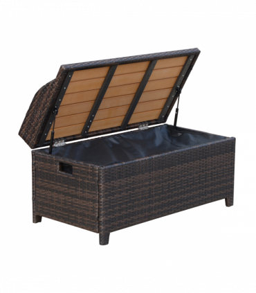 Rattan Garden Storage, 102Lx51Wx51H cm Brown / Cabinet Cushion Box Chest